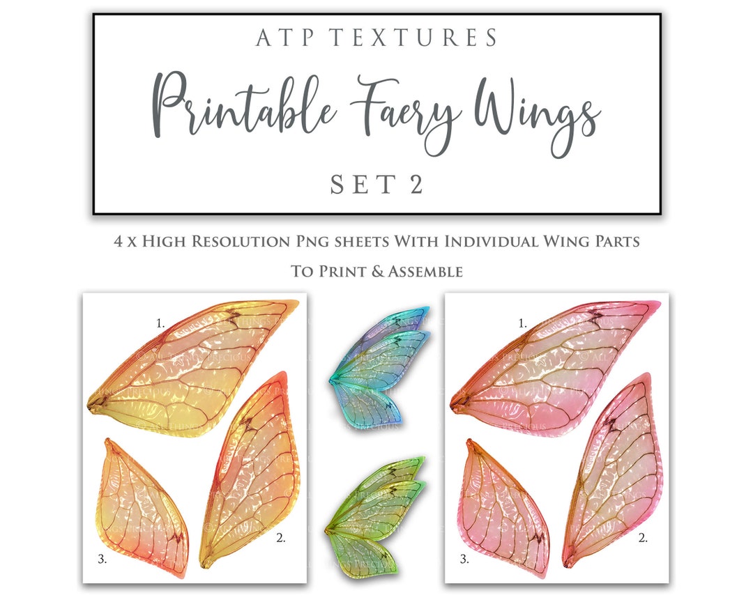 PRINTABLE FAIRY WINGS Set 2 Print Pattern Template Clipart Png PRINTABLE FAIRY WINGS Set 2 Print Pattern Template Clipart Png