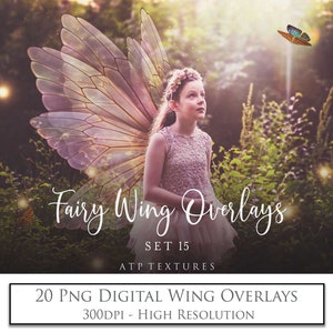 Photo Overlays 20 FAIRY WINGS Set 15  Fine Art, High Resolution, Photography Overlay, Photoshop, Png Clipart, Digital