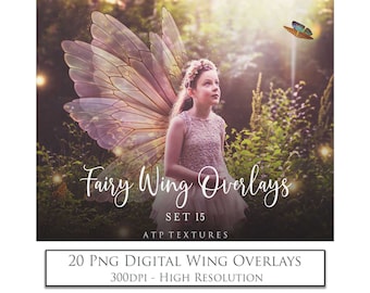 Photo Overlays 20 FAIRY WINGS Set 15  Fine Art, High Resolution, Photography Overlay, Photoshop, Png Clipart, Digital