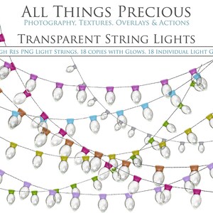 Può includere: 18 immagini PNG ad alta risoluzione di luci a catena trasparenti con lampadine colorate. Le luci sono infilate in un motivo decorativo, perfetto per aggiungere un tocco festivo a qualsiasi progetto di design.