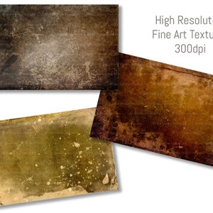 May include: Three textured paper backgrounds in brown, orange, and green tones. High Resolution Fine Art Textures 300dpi.