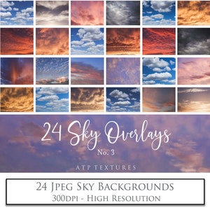 24 SOVRAPPOSIZIONI CIELO - Set 3 - Sovrapposizione di foto, Alba, Tramonto, Fotografia digitale, Scrapbooking, Sfondo, Carta digitale, Stampa orizzontale