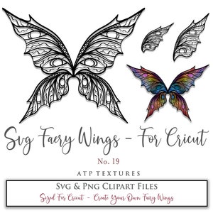 SVG Clipart, ALAS DE HADA, No. 19 - Para Cricut Maker / Traje, Alas de Cosplay, Ala Imprimible, Plantillas, Digital, Impresión y Corte, Png