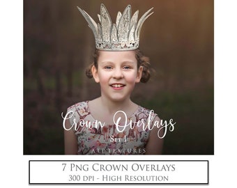 7 Png Clipart Princess CROWN Overlays SET 1, Photography, Scrapbooking, Wedding Tiara, Digital Background, Photoshop Overlay