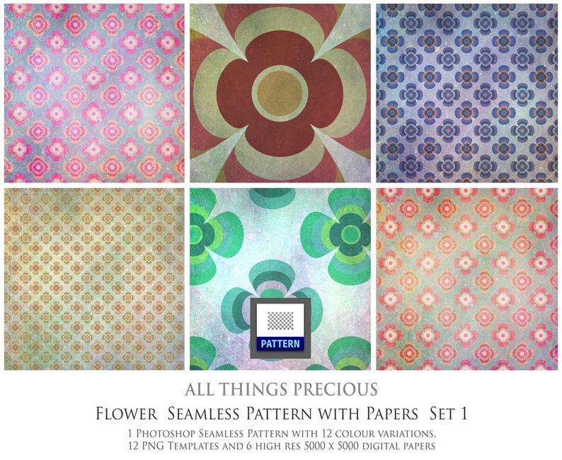 18 SEAMLESS PATTERNS CIRCLE Links Set 1 with 6 Digital Papers Photoshop ...