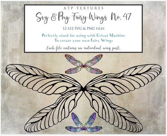 SVG FAIRY WINGS No. 47 - For Cricut Maker / Costume, Cosplay Wings, Printable Wing, Template, Png Digital, Art Doll, Jewellery Making Il_570xn