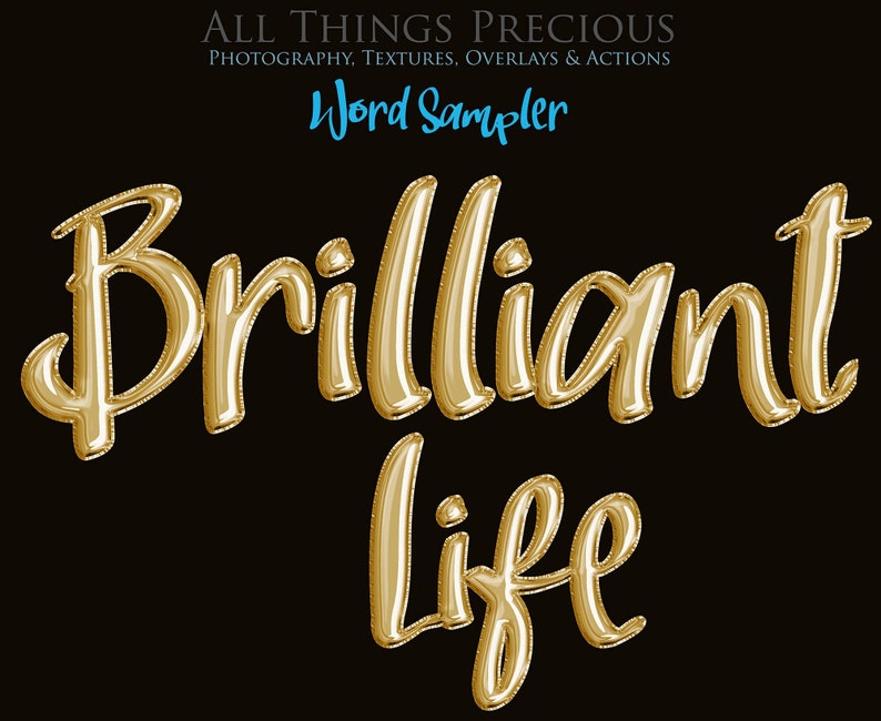 Scrapbooking Digital Photo Editing 420 CLIPART FOIL BALLOON Words Gold Png Letter Overlays Photoshop Art Card Making