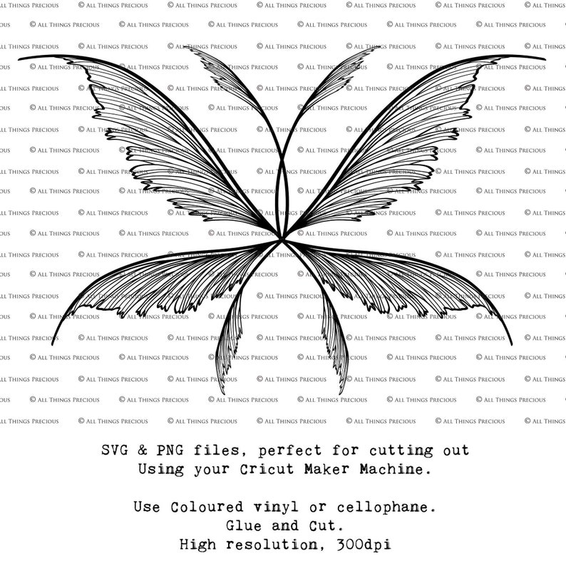 SVG, PNG Clipart, Fairy Wings, for Cricut and Silhouette Machine. Cut out and make real fairy wings. For Costumes, Halloween, Cosplay, Adult or Child size. Use in Wedding invites, Sublimation print or decorations. Faerie Wings, Butterfly, Dragonfly.