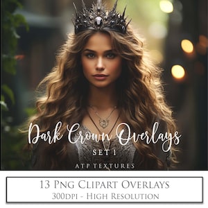 10 PNG オーバーレイ ファンタジー クラウン セット 1 写真オーバーレイ、AI クリップアート、スクラップブッキング、高解像度、Photoshop、ティアラ、ファインアート写真、旧世界