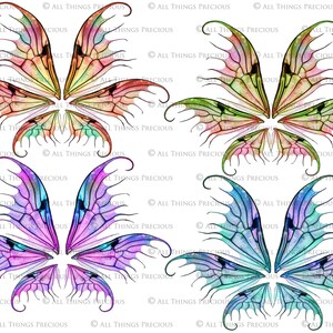 A4 PRINT FAIRY WINGS Set 8B Png Clipart, jewellery Making, Fairy Wing Template, Photoshop, Art Doll Wings, Printable, Earrings Craft image 3