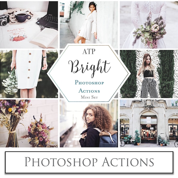 PHOTOSHOP Actions - PS Atn Action file for Photography. BRIGHT.  Digital Edit, Graphic assets, Photo Filters, Colour Tints. Atp Textures.
