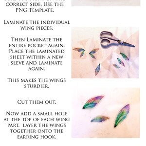 A4 PRINT FAIRY WINGS Set 2B Png Clipart, jewellery Making, Template, Photoshop, Art Doll, Printable, Earrings Craft, Wing Pattern image 5