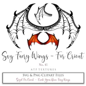 SVG FAIRY WINGS nr 41- do Cricut Maker / kostium, cosplay, do druku, skrzydło nietoperza, wzór smoka, szablony, cyfrowe Png, lalka artystyczna, wydruk