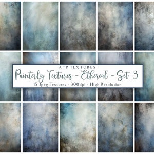 15 arrière-plans numériques IA. TEXTURES PEINTURE, ÉTHÉRÉE, lot de 3, Texture beaux-arts, Superposition de photos, Toile de fond, Papier de scrapbooking, Impression abstraite