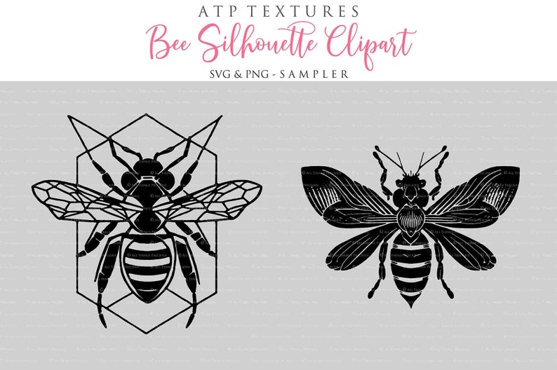 12 SVG BEE CLIPART Set 4 Silhouette, Png Clipart, Print, Cricut, Digital Scrapbooking, Sublimation, Art Tattoo, Ai Graphics image 4