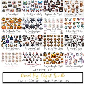 ¡Paquete de imágenes prediseñadas png! Para fotografía, impresión de álbumes de recortes. Sublimación Arte AI de alta resolución. Texturas Atp. Oferta de paquete de 16.