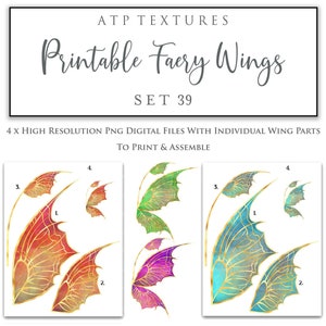 PRINTABLE FAIRY WINGS Set 39 - Clipart Png Print, Fairy Costume, Fairy Wing, Digital Elf Wings, Photoshop Overlay, Scrapbooking Art