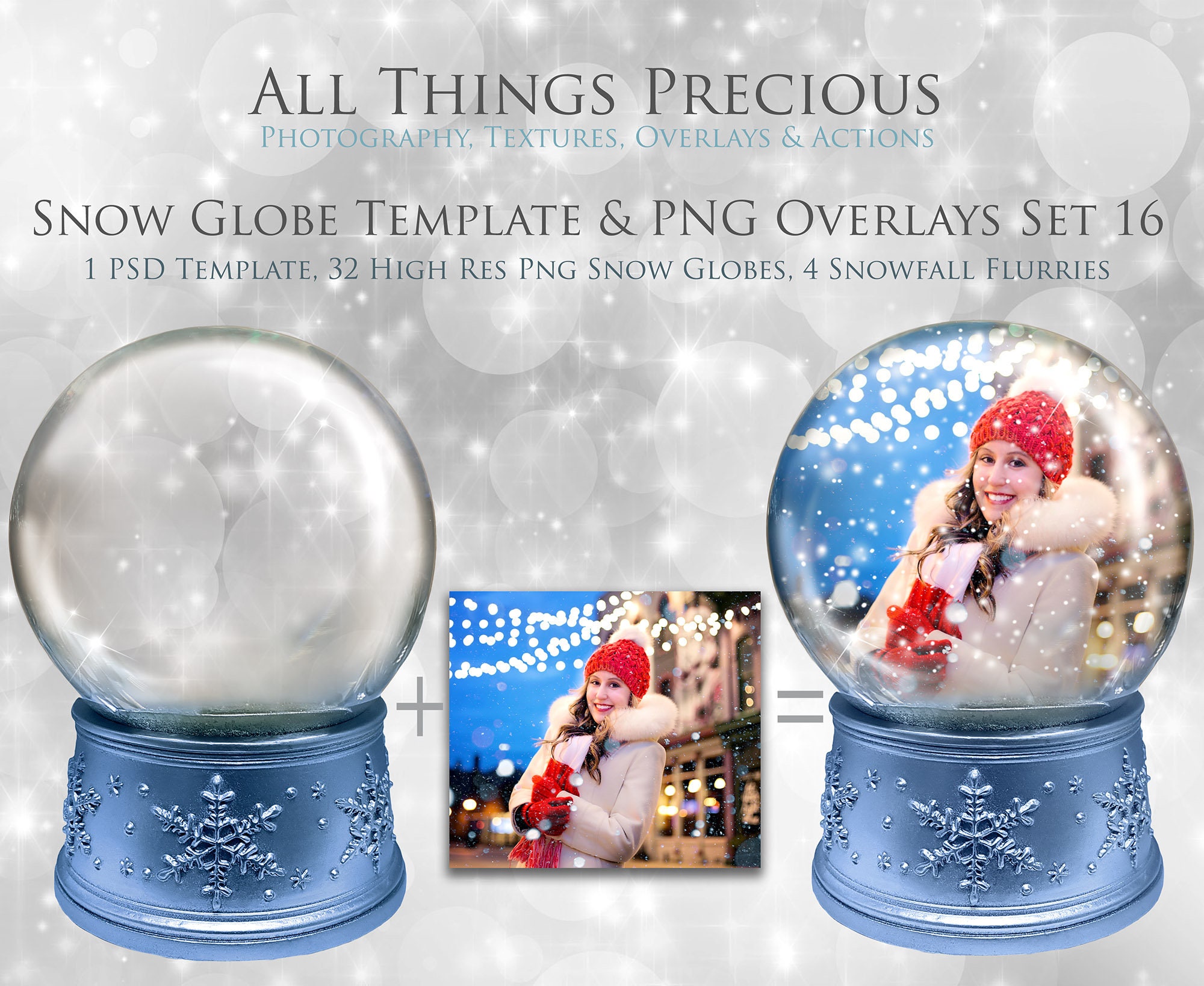 Papercraft Scrapbooking 18 Digital SNOW GLOBE Png Overlays and PSD