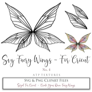 SVG FAIRY WINGS No. 4 For Cricut Maker, Costume, Cosplay Wings, Printable Wing, Templates, Digital, Cutting Machine, Png Clipart
