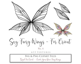 SVG FAIRY WINGS No. 4 For Cricut Maker, Costume, Cosplay Wings, Printable Wing, Templates, Digital, Cutting Machine, Png Clipart