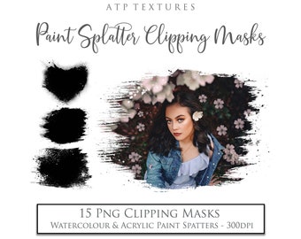 PAINT CLIPPING MASKS Clipart Png Splatter Frames / Watercolour mask, Digital Overlay, Photoshop Overlays, Scrapbooking, Scrapbook