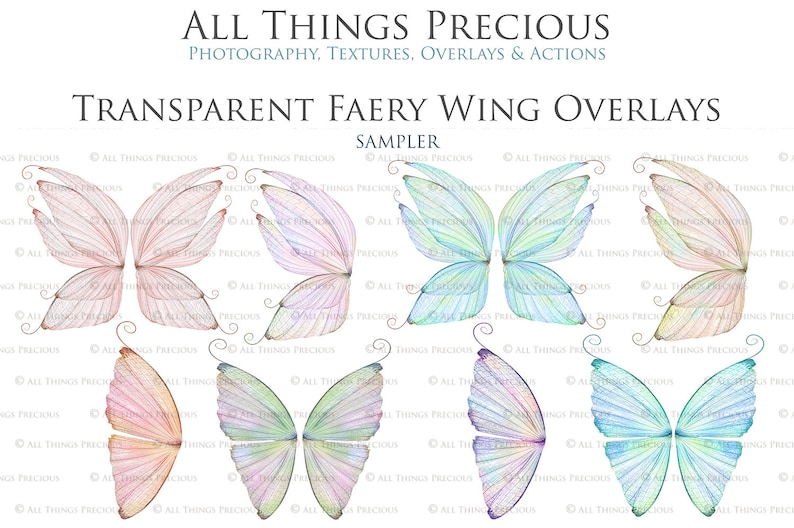 Digital Overlays for Photographers. Fairy Wings. Fairy Wing Overlays. High resolution, fine art digital assets for creating fantasy art. Magical transparent Png Overlay. See through real wings for authentic effects. Bundle. Real Butterfly Colourful.