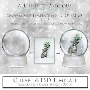 PHOTOSHOP SJABLOON en digitale OVERLAYS Sneeuwbol Png Clipart, Psd-sjabloon, No.3 - Foto-overlay, Kerst Clipart, Scrapbooking
