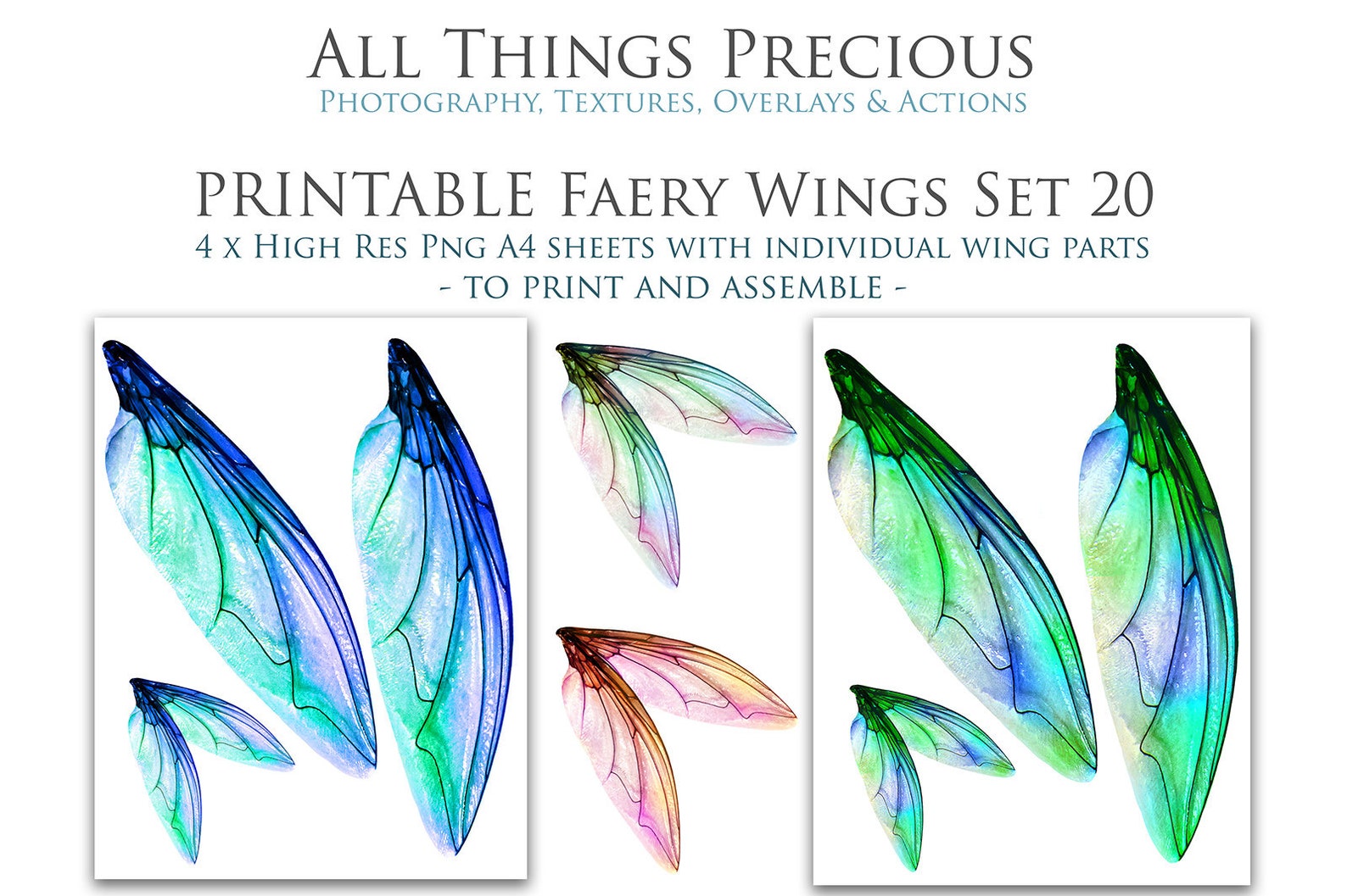 PRINTABLE FAIRY WINGS Set 20 Print Pattern Template Clipart Etsy PRINTABLE FAIRY WINGS Set 20 Print Pattern Template Clipart Etsy