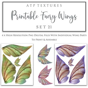 DRUCKBARE FEEFLÜGEL Set 21 - Kunst Puppenflügel, Muster, hochauflösende Vorlage, Cosplay, Kunst Puppenflügel, Kinderkostüm