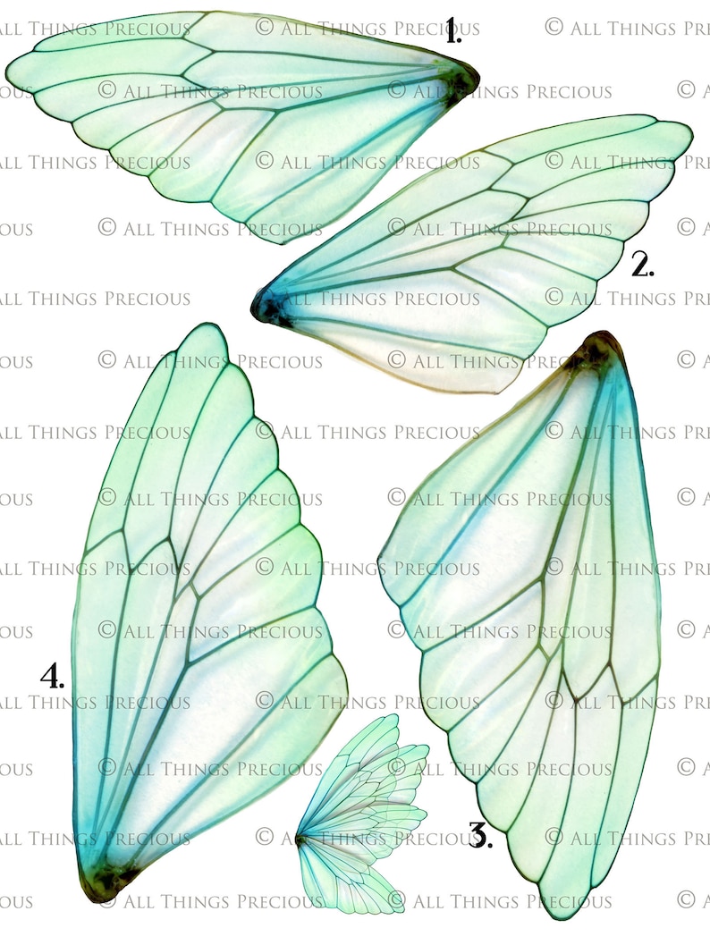 Printable Fairy Wings. For Art Dolls, Adults, Children. High resolution, png files. This is a digital product. Print and cut. Paper craft. Create fairy wing earrings or crown jewelry from these designs. Commercial licence is available.
