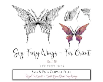 Svg Fairy Wings, No. 175 - For Cricut Maker / Individual Parts, Costume, Cosplay Wings Pattern, Printable Template, Print And Cut, Halloween