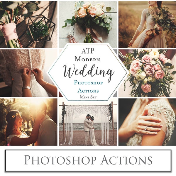 PHOTOSHOP ACTIONS for Photographers - Modern WEDDING Mini Set / Photography, Digital Edit, Photo Action, Newborn, Influencer Filters