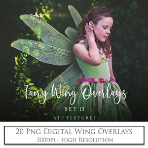 20 Fairy Wing Overlays - Set 13 / Photo Overlay, Digital Wings, Scrapbooking Clipart, High Resolution, Photoshop