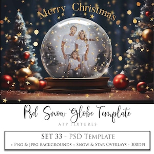 PHOTOSHOP VORLAGE, Digitale Hintergrund Schneekugel, Psd Vorlage, Nr. 33 Png Overlays, Foto Overlay, Weihnachten Clipart, Scrapbooking, AI Art