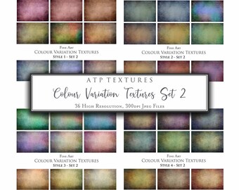 36 FINE ART TEXTURES - Colour Variation Set 2 - Photo Texture, Photography Overlay, Digital Background, Photoshop Overlays, Backdrop