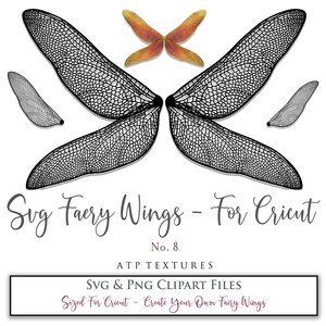 SVG FAIRY WINGS No. 8 - für Cricut Maker / Png Clipart, Kostüm, Cosplay, druckbare Flügel, Vorlagen, digital, drucken und schneiden