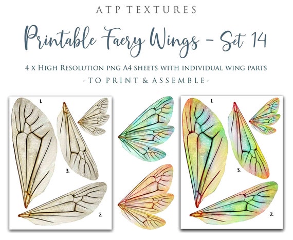 PRINTABLE FAIRY WINGS Set 14 Print Pattern Template - Etsy