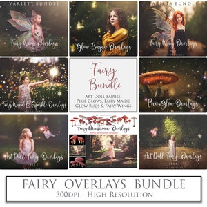 Digital Overlays, Png BUNDLE - FAIRY No. 5 / Wings, Photo Overlay, Sparkles, Stars, Christmas, Pixie Glow, Photoshop, Light Bug, Firefly