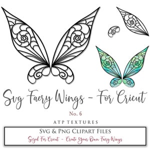 SVG FAIRY WINGS n° 6 pour Cricut Maker, pièces individuelles, costume, motif d’ailes de cosplay, modèle imprimable, impression et découpe, Halloween