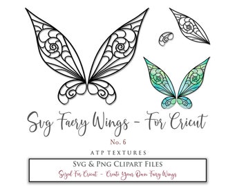 SVG FAIRY WINGS No. 6 For Cricut Maker, Individual Parts, Costume, Cosplay Wings Pattern, Printable Template, Print And Cut, Halloween