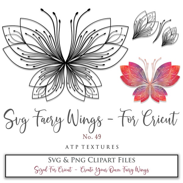 SVG FAIRY WINGS No. 49 - For Cricut Maker / Costume, Cosplay Wings, Printable Wing, Templates, Png Digital, Art Doll, Jewellery Making