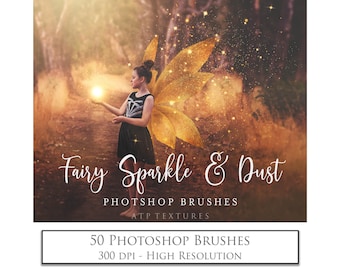 50 pinceles de Photoshop, Fairy Sparkle, Dust, Star, Bokeh, edición de fotografías, Glitter Brush, ediciones mágicas