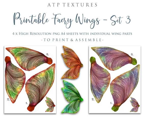 PRINTABLE FAIRY WINGS Set 3 Scrapbooking Clipart Digital - Etsy