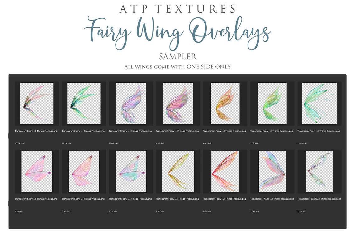 30 Fairy Wing Overlays Png Clipart Bundle Digital Wings - Etsy