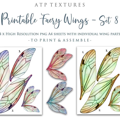 PRINTABLE FAIRY WINGS Set 8 Scrapbooking Clipart Digital - Etsy
