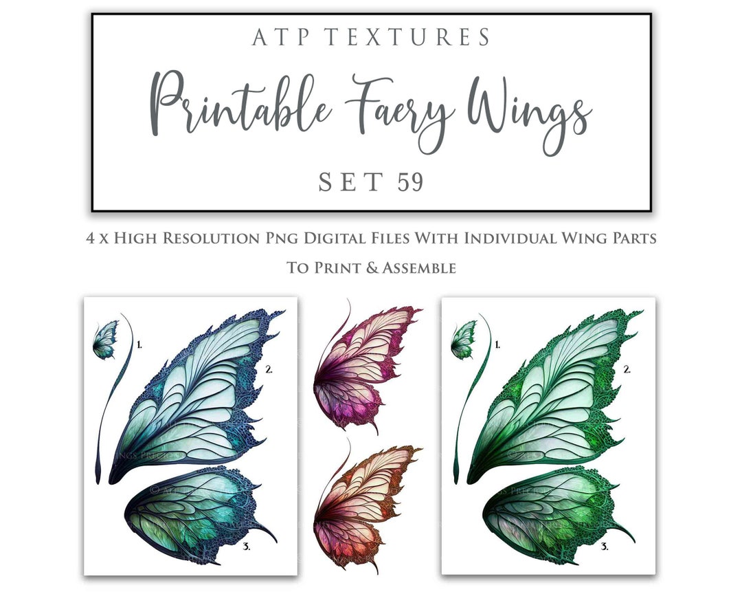 PRINTABLE FAIRY WINGS Set 59. Scrapbooking Clipart, Digital Wing, Print ...