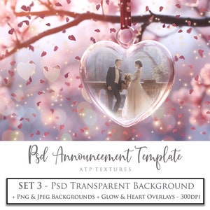 PHOTOSHOP TEMPLATE, Digital Background, VALENTINE Set 3,  Psd, Png Photography Overlays, Wedding Card For Print, Newborn, Announcement. Ai
