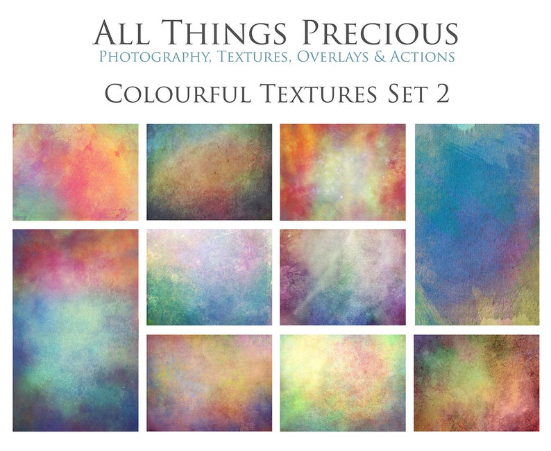10 Fine Art TEXTURES Colourful Set 2 / Overlays Etsy