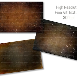 May include: Three textured backgrounds in shades of brown, green, and black with white speckles. High Resolution Fine Art Textures 300dpi.