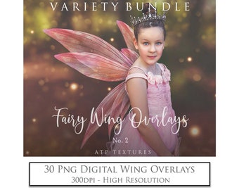 30 Digital OVERLAYS FAIRY WINGS No. 2  Transparent Overlay, Png Wing Clipart, High Res, Photography, Photoshop, Fairies